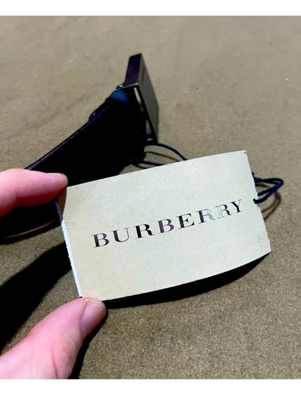 Burberry Black Pebbled Leather Belt with Brushed Silver Buckle - Picture 7 of 7
